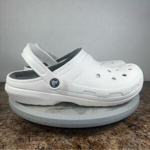 Crocs Classic Lined Clog‎ Sandals, White/Grey, Men's 8 /Women's 10 203591